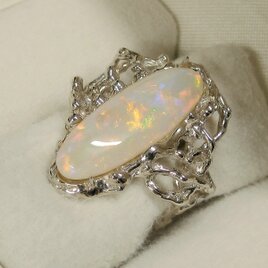 5.15ctオパールとSV925の指輪（リングサイズ：9.5-10号の方に推奨、天然石、ロジウムメッキ）