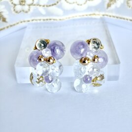 雫飴 −ラベンダー−｜レジンピアス / 大人かわいい / 透明感/ぶどうみたいなレジンピアス