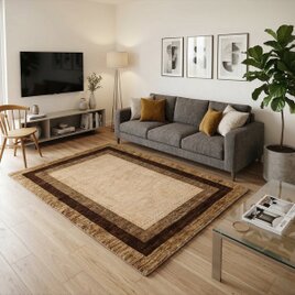 冬は暖かく夏は涼しい　肌ざわり最高　ガゼニラハット　ラグ　183x139cm P5 ブラウン　ベージュ