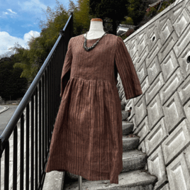 播州織 柿渋染めワンピース26006