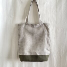 トートバッグ✴︎リネン✴︎カーキ✴︎マチ10センチ