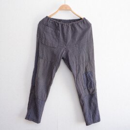 昭和中期 襤褸 もんぺ 縞柄 リペア 古布 パンツ ジャパンヴィンテージ | リメイク素材