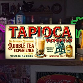 【オーダー無料】タピオカドリンク 喫茶 CAFE おうちカフェ レトロ 店舗 自宅 照明 看板 置物 雑貨 ライトBOX