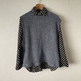 杢パイルカットソータートルベスト　杢紺Ｆ