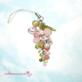 花日和のストラップ＊ピンクカルセドニー