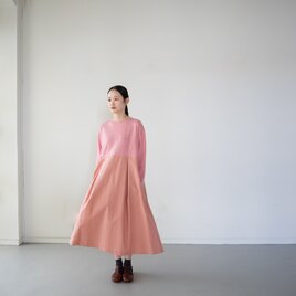 mixed fabric panel dress/切り替えワンピース/red heather