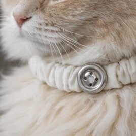 【数量限定】シルバーボタンの猫用シュシュ首輪