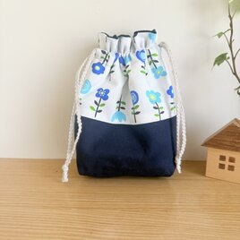 保温保冷シート付き巾着袋（おにぎり、ドリンク入れに）フラワー