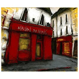 風景画 パリ 油絵「ワインの家」