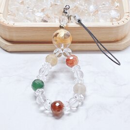 ✦麒麟水晶 × マルチカラールチル 仕事やお金の流れ、ご縁を引き寄せたい方へ◎天然石ストラップ【数量限定】No.861S