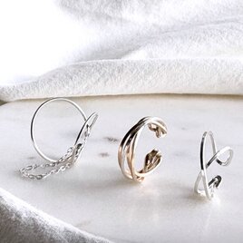 【期間限定】【春の福袋】イヤーカフ3点セット　silver925 14kgf silverfilled