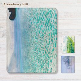 iPadケース ペン収納 軽量 背面クリア スタンド機能 風景が　ゴッホ　クリムト　モネ