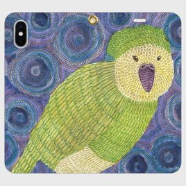 カカポ・ポロメラ｜飛べなくても進める森の探検家｜帯なし手帳型iPhoneケース