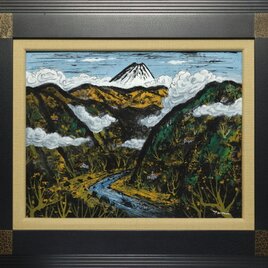 「富 士」(NO.2606) 6号F ケント紙にアクリル絵の具 送料無料 安本太ん