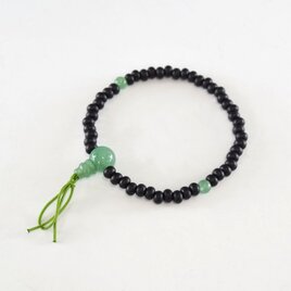 本黒檀　インド翡翠　腕輪　ブレスレット　数珠　天然石　パワーストーン　京都　UDA21