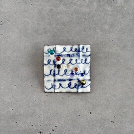 七宝焼ブローチ「手紙（書割　ブルーa)」