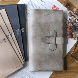 イタリア革のカクリエノートカバー／トラベラーズノートカバー／グレー