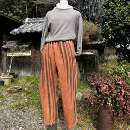 播州織柿渋染めエッグパンツ26008