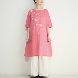 手描き桜・５部袖ワンピース