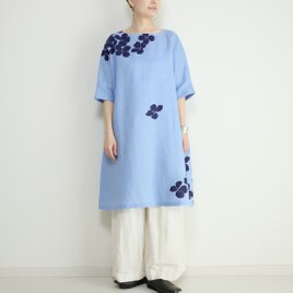 手描きハナミズキ・５部袖ワンピース