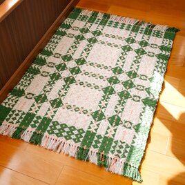散歩道の手織りマット（ガラ紡糸とスーピマ綿糸）76cm×115cm
