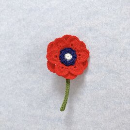 アネモネのブローチ〈赤〉 レース編み