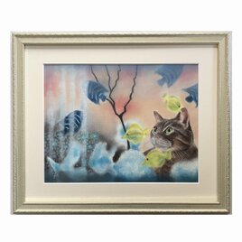 ガラスの向こう（パステル画・原画）　６号