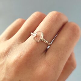 【1点もの】ファイアクォーツ/赤/クォーツ/水晶/内包物/オーバル/クリア/覆輪/silver925/リング【12号】