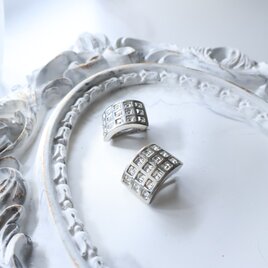 【フランス買付】ヴィンテージ ドーム×ラインストーン イヤリング 1980s【1万円以上で送料無料】 【