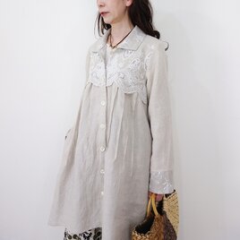 リネンエンブロイダリー・スカラップレースのイレギュラーヘム羽織りジャケット│お花見 ドライブ お出かけ 旅行