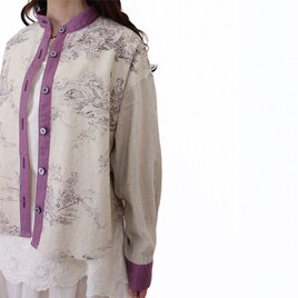 [予約販売] トワルドジュイと葡萄リネンのドロップシャツ - 異国の風景を纏って -*紫外線　冷房 対策にも