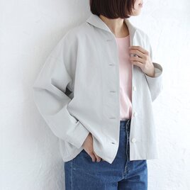 カジュアルすぎない大人のショールカラージャケット 東炊きコットンツイル ショート丈 はおり(アイスグレー）CO14