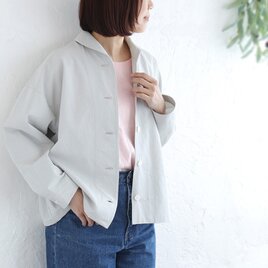 カジュアルすぎない大人のショールカラージャケット 東炊きコットンツイル ショート丈 はおり(アイスグレー）CO14