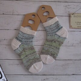 　手編みソックス　冷え対策　ジョグレスストライプ　Opal 5434 & Uni