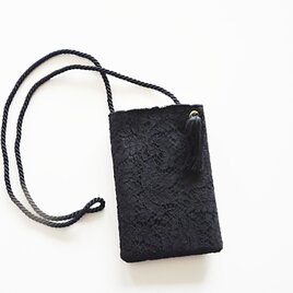 1点限定！フランス製　上質リバーレース　2Wayスマホポーチ　ブラック　フォーマルコーデにも◎