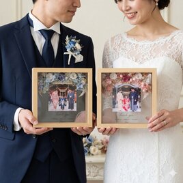 【両親贈呈品・子育感謝状・ウェルカムグッズ・命名書・送別ギフトなど】ウッドガラスフォトフレームD  #1303