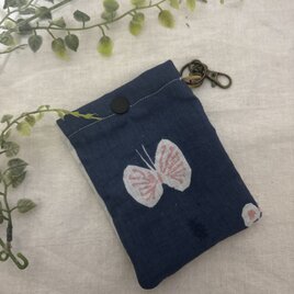 ＊ハンドメイド　ミナペルホネンperhonens 蝶々キーリングミニポーチ