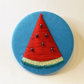 アルチザン刺繍ブローチ　スイカ