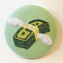 アルチザン刺繍ブローチ　バイバイマネー