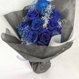 プリザーブドフラワー青い薔薇の星空花束ギフト／ 奇跡・夢かなう・神の祝福