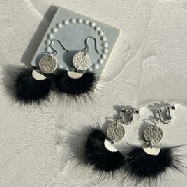 「エレガンスとクールの共鳴」ミンクファー×本革ピアス