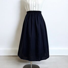 オーガニックWガーゼ◇ミッドナイトブルー◇ギャザースカート◇釜もみ仕立てでふっくらのコピーのコピーのコピーのコピー