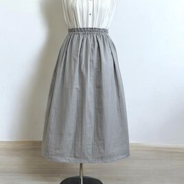 オーガニックWガーゼ◇シルバーグレー◇ギャザースカート◇釜もみ仕立てでふっくら