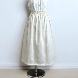 オーガニックWガーゼ◇生成り◇ギャザースカート◇釜もみ仕立てでふっくら
