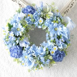 ブルーグラデーションのフラワーリース【Signature Collection】