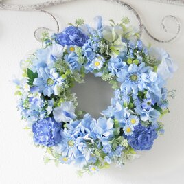 ブルーグラデーションのフラワーリース【Signature Collection】