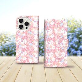 iPhoneスタンダード手帳型スマホケース （カメラ穴あり/はめ込みタイプ）【奏（Kanade）（桜）】