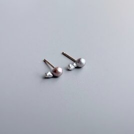 一点もの　K10YGミニアコヤベビーケシバロック真珠パールスタッドピアス ナチュラルカラー