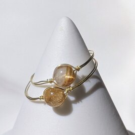 18KGP｜ お守りリング　ルチルクォーツ　天然石　指輪　アレルギー対応　 フリーサイズ　ゴールド　ピンキーリング