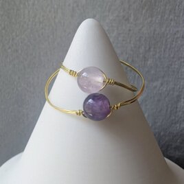 18KGP｜ お守りリング　アメジスト　天然石　指輪　金属アレルギー対応　 フリーサイズ　ピンキーリング　ゴールド